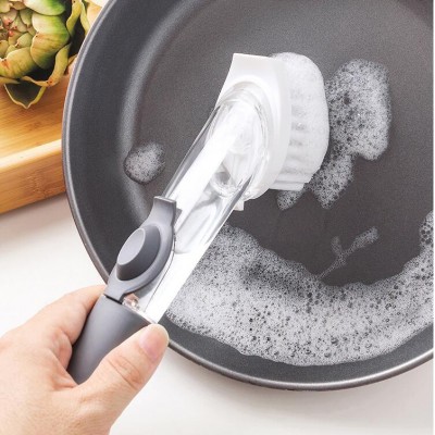 Removable kitchen dish washing detergent brush cleanser brush