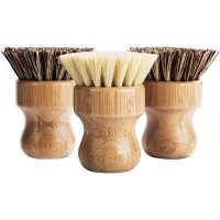 Small Bamboo Dish Scrub Brush Natural Scrub Cleaning Brush Vegetable Brush for Dishes Cast Iron Pots Pans